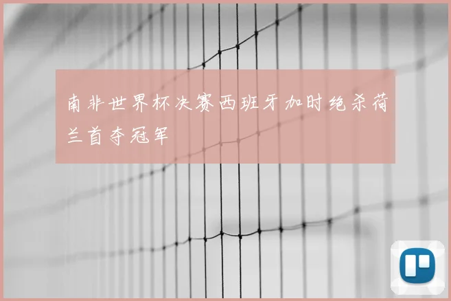 南非世界杯决赛西班牙加时绝杀荷兰首夺冠军